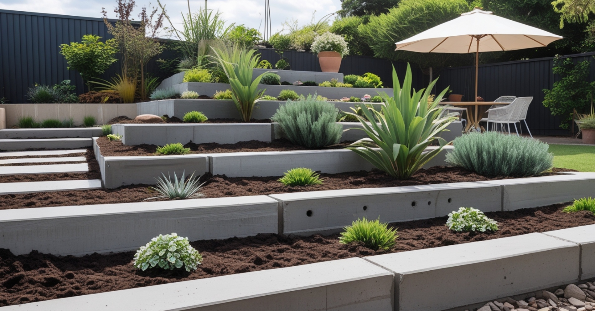 How to Create a Tiered Garden Bed with Precast Concrete Sleepers