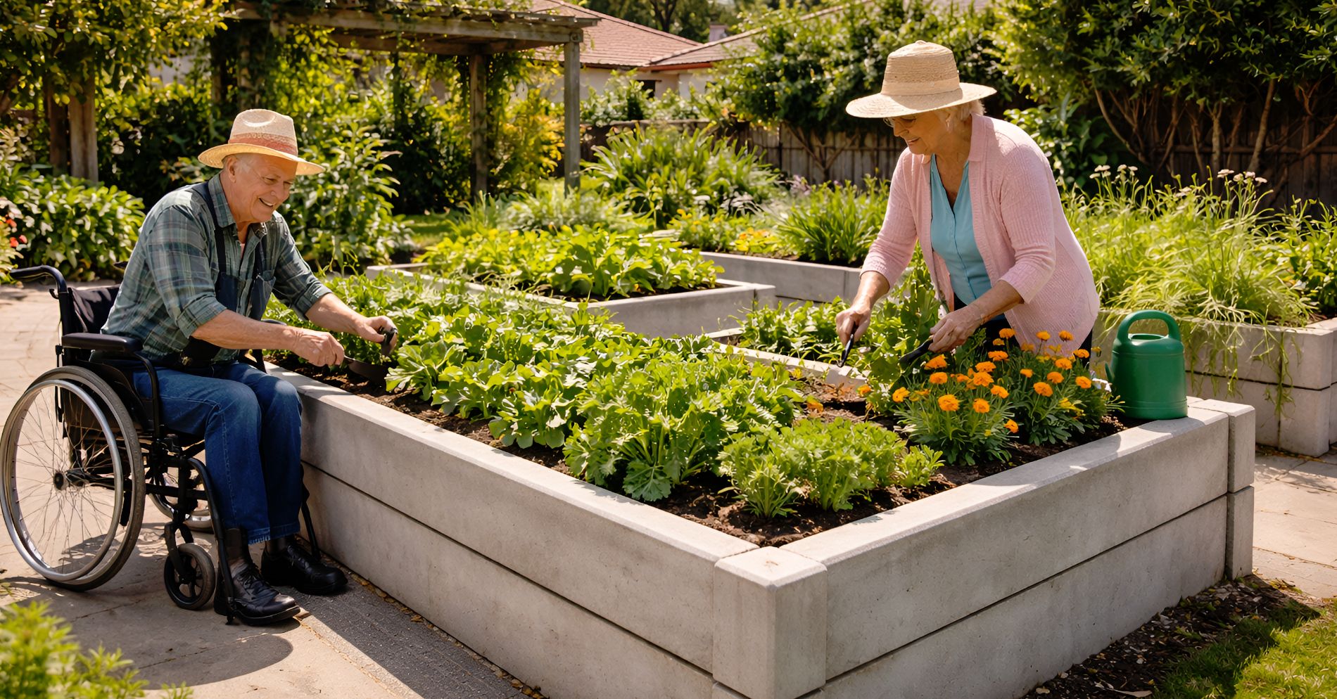 Accessible Garden Design: Concrete Sleeper Raised Beds for Seniors and Disabled Users